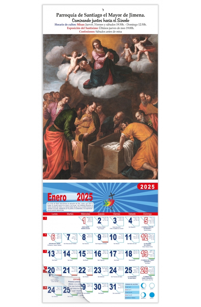 Calendario vertical de pared "Asunción de la Virgen" (Alessandro Torchi)