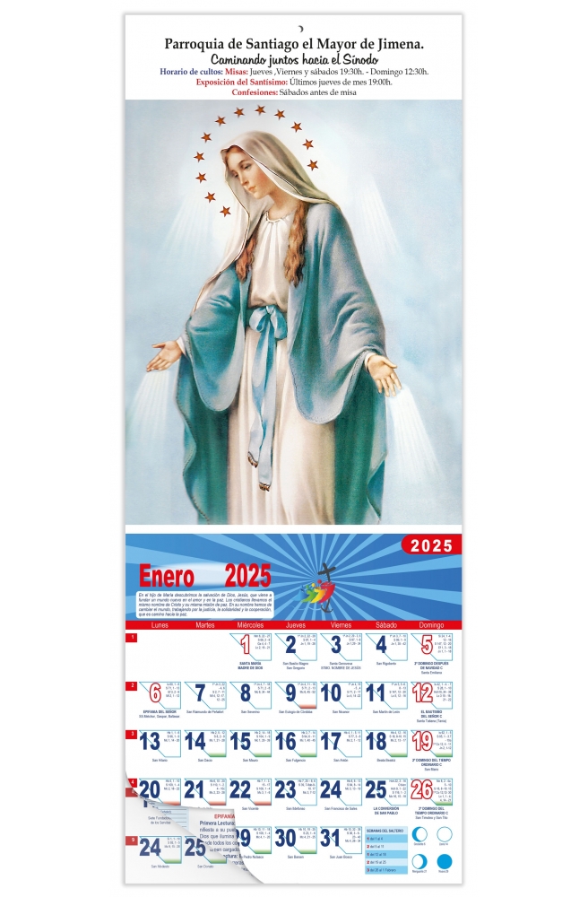 Calendario vertical de pared "Ntra. Sra. de la Medalla Milagrosa"