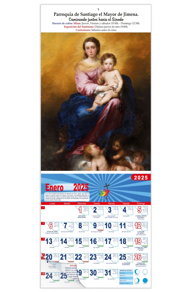 Calendario vertical de pared "Ntra. Sra. del Rosario"(Murillo)