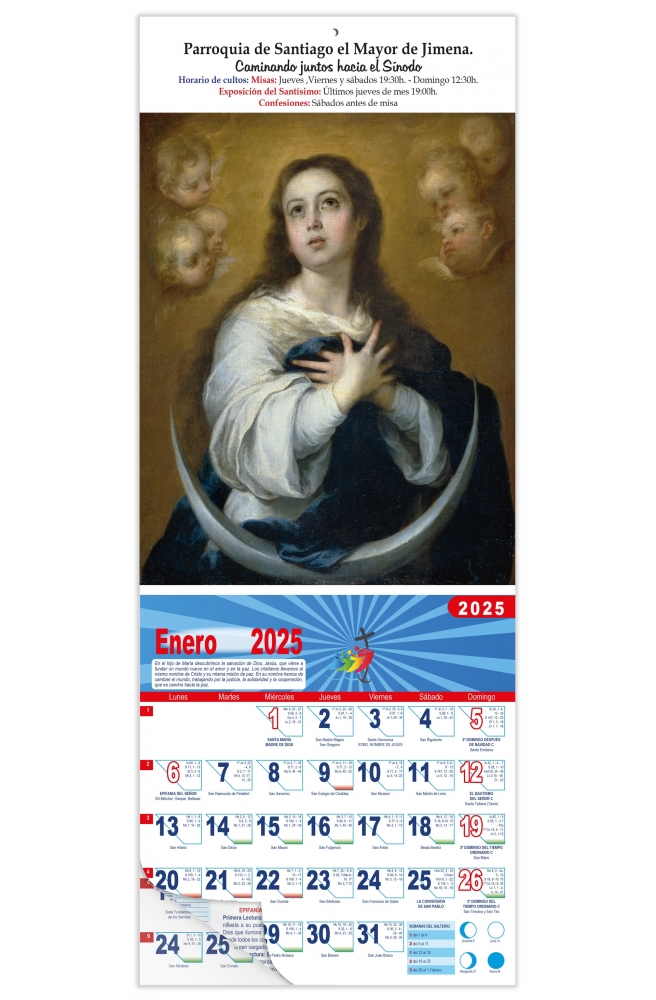 Calendario vertical de pared "Inmaculada" (Murillo)