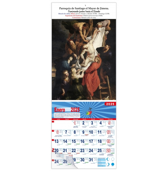 Calendario vertical de pared "Descenso de la Cruz" (Rubens)