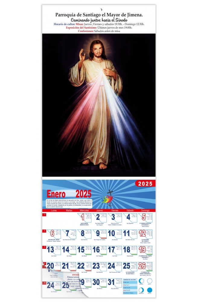 Calendario vertical de pared "Cristo de La Divina Misericordia"