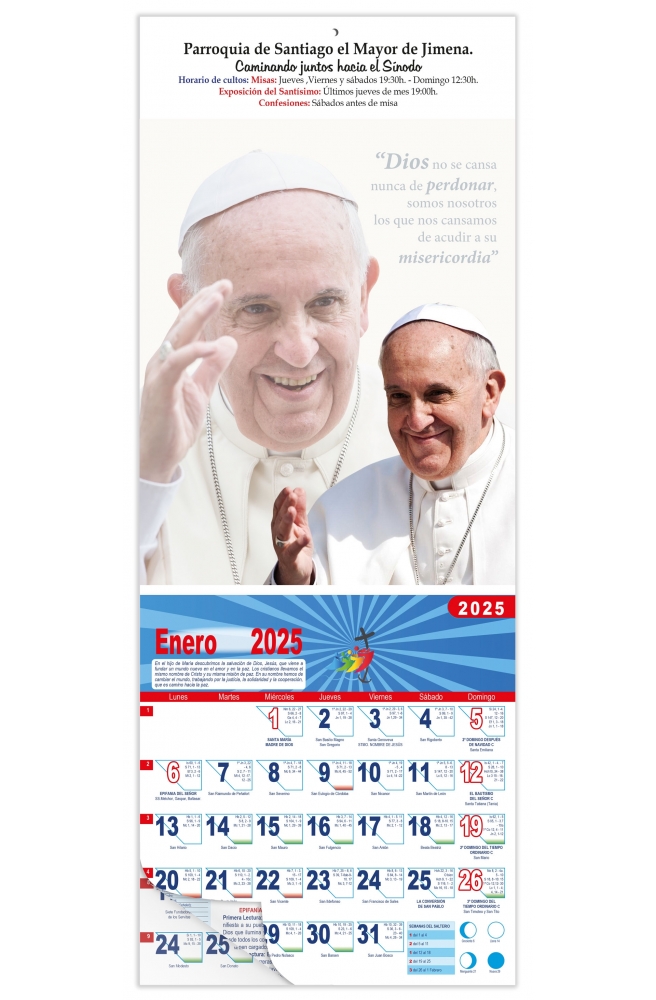 Calendario vertical de pared "Papa Francisco"