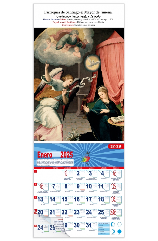 Calendario vertical de pared "Anunciación" (Correa de Vivar)