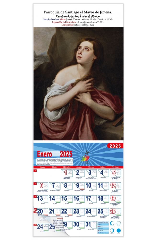 Calendario vertical de pared "Magdalena penitente" (Murillo)