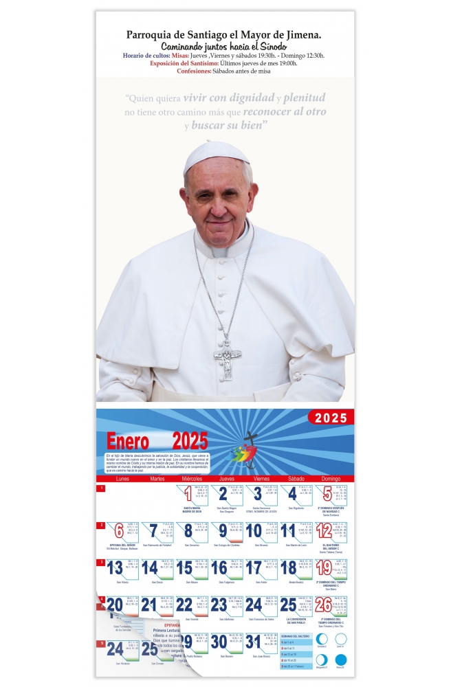 Calendario vertical de pared "Papa Francisco"