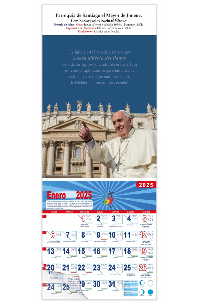 Calendario vertical de pared "Papa Francisco"