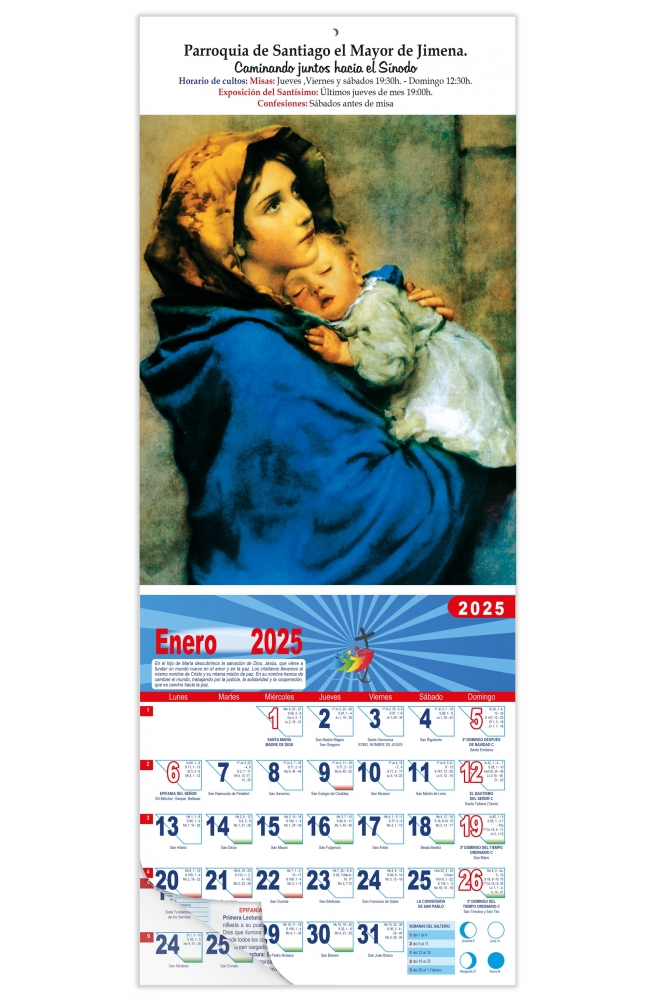 Calendario vertical de pared "La Madonna"