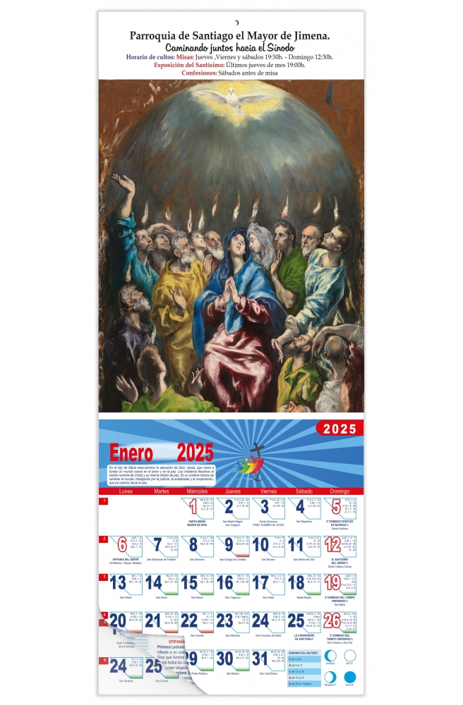 Calendario vertical de pared "Pentecostés" (El Greco)