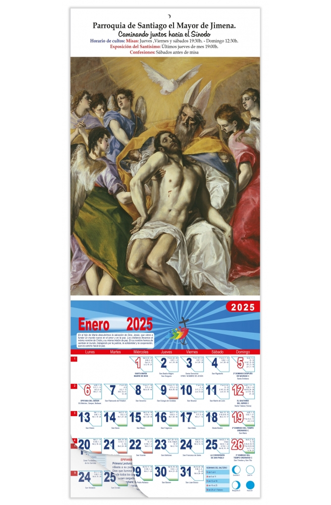 Calendario vertical de pared "Santísima Trinidad" (El Greco)