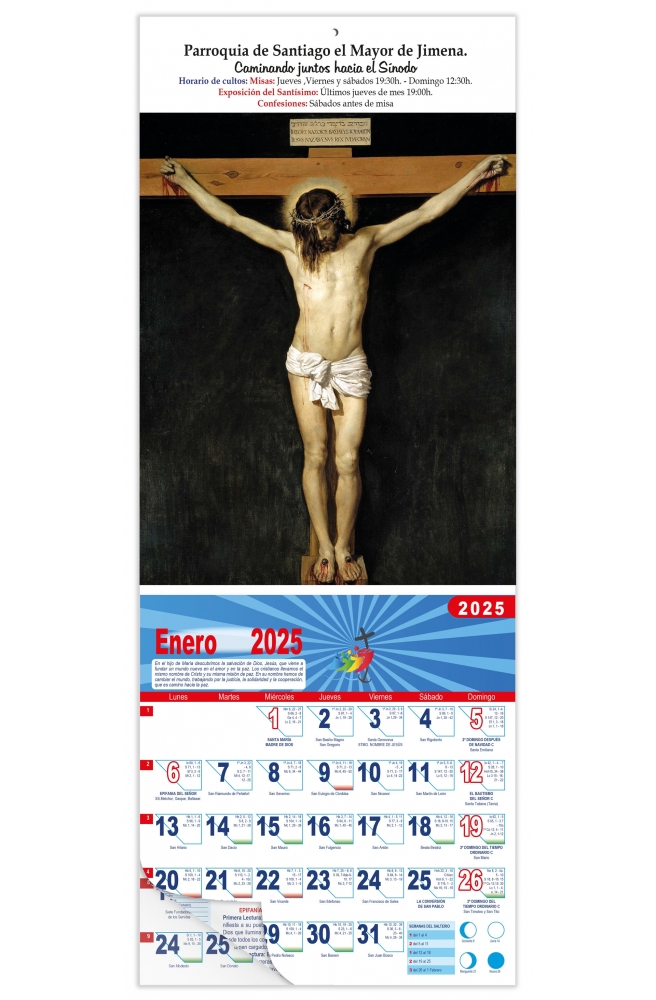 Calendario vertical de pared "Cristo Crucificado" (Velázquez)