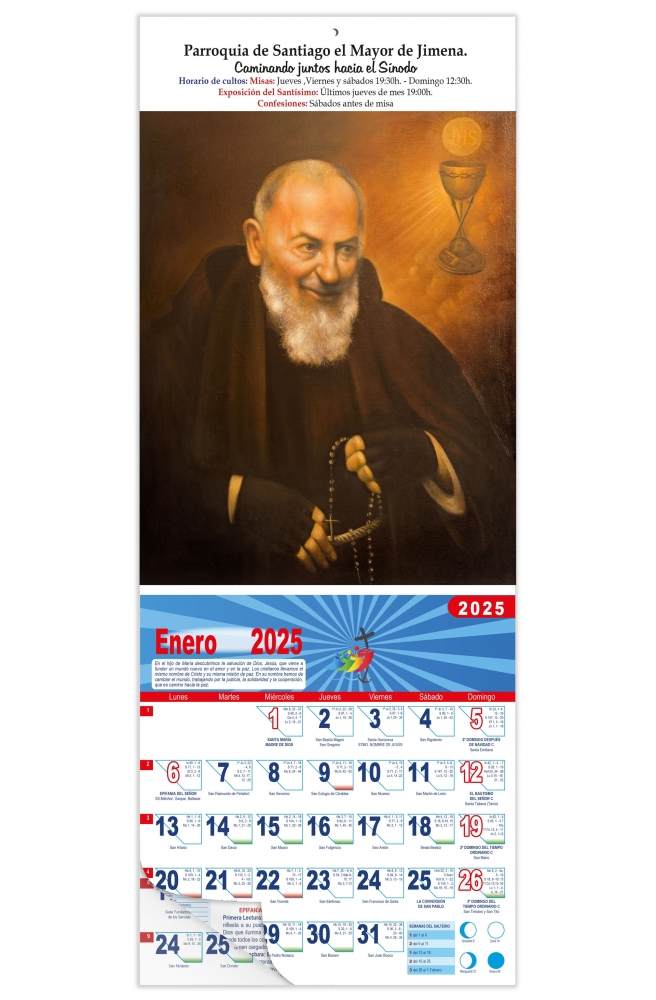 Calendario vertical de pared "Padre Pio"