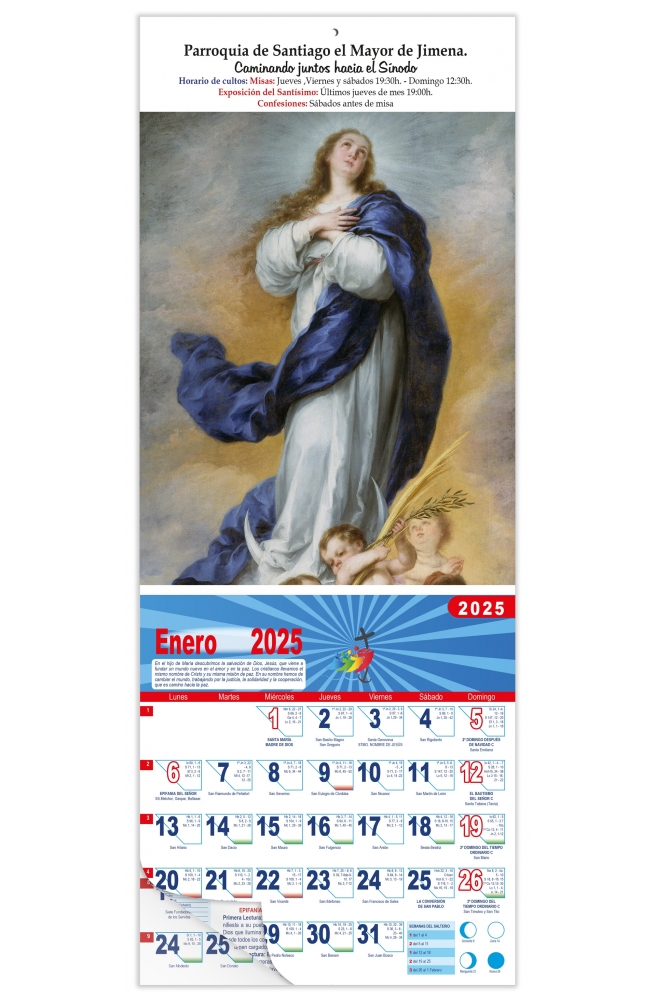 Calendario vertical de pared "Inmaculada Concepción de Aranjuez" (Murillo)