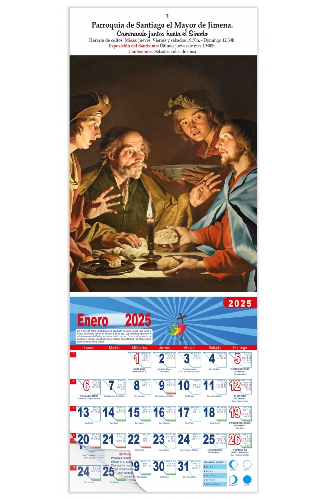 Calendario vertical de pared "La Cena de Emaús" Matthias Stom