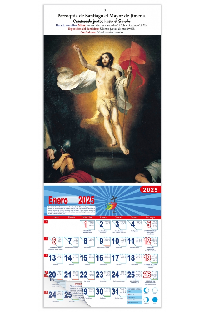 Calendario vertical de pared "Resurrección del Señor" Murillo