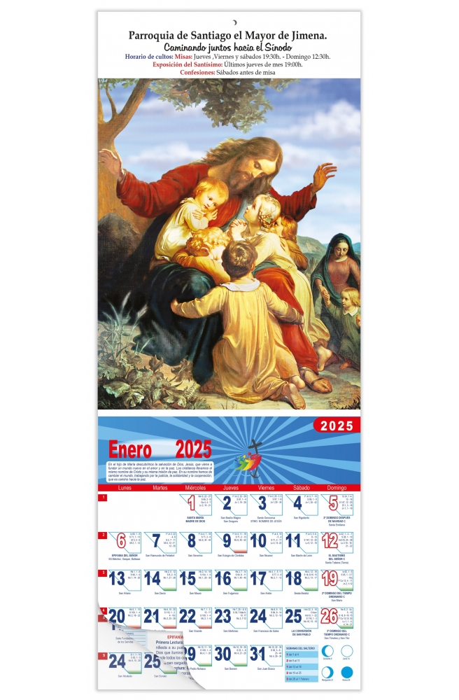 Calendario vertical de pared "Jesús y los Niños"