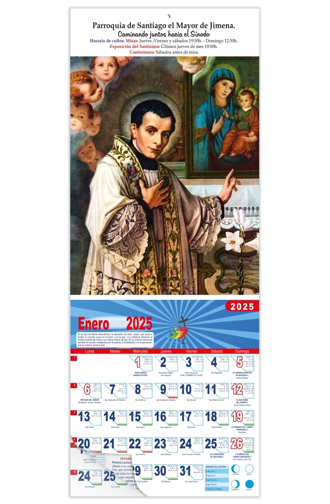 Calendario vertical de pared "Juan María Vianney"