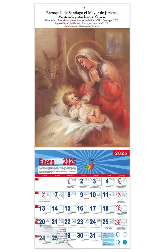 Calendario vertical de pared "Virgen con el Niño"