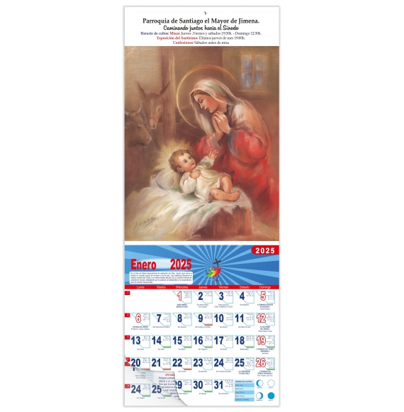 Calendario vertical de pared "Virgen con el Niño"