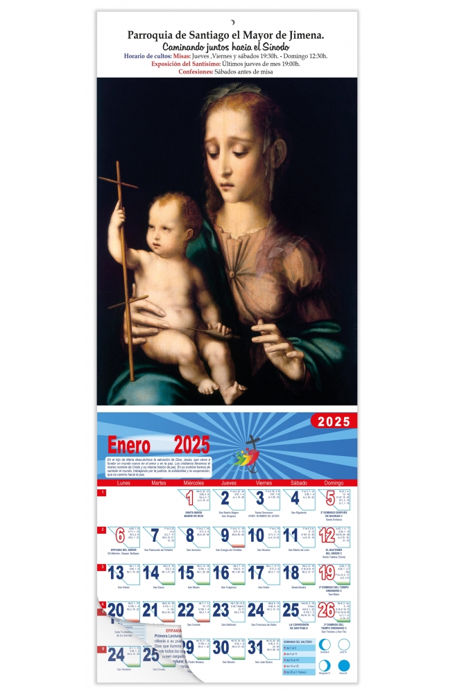 Calendario vertical de pared "Virgen con Niño" (Luis de Morales)