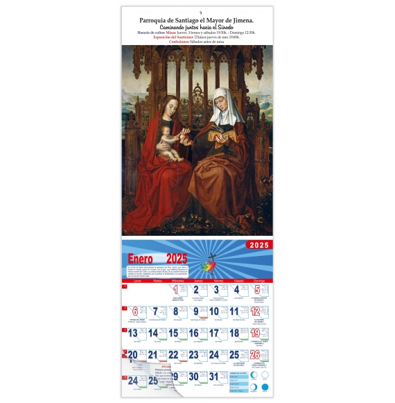 Calendario vertical de pared "Sta. Ana, el Niño Jesús y la Virgen" (Ambrosius Benson)