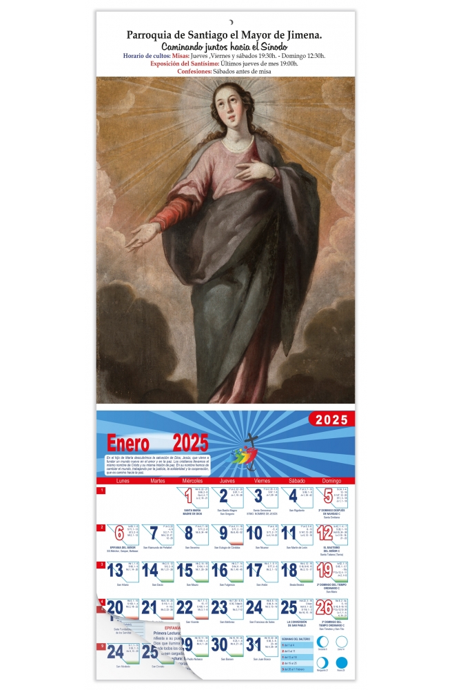 Calendario vertical de pared "Inmaculada Concepción" (Antonio del Castillo)