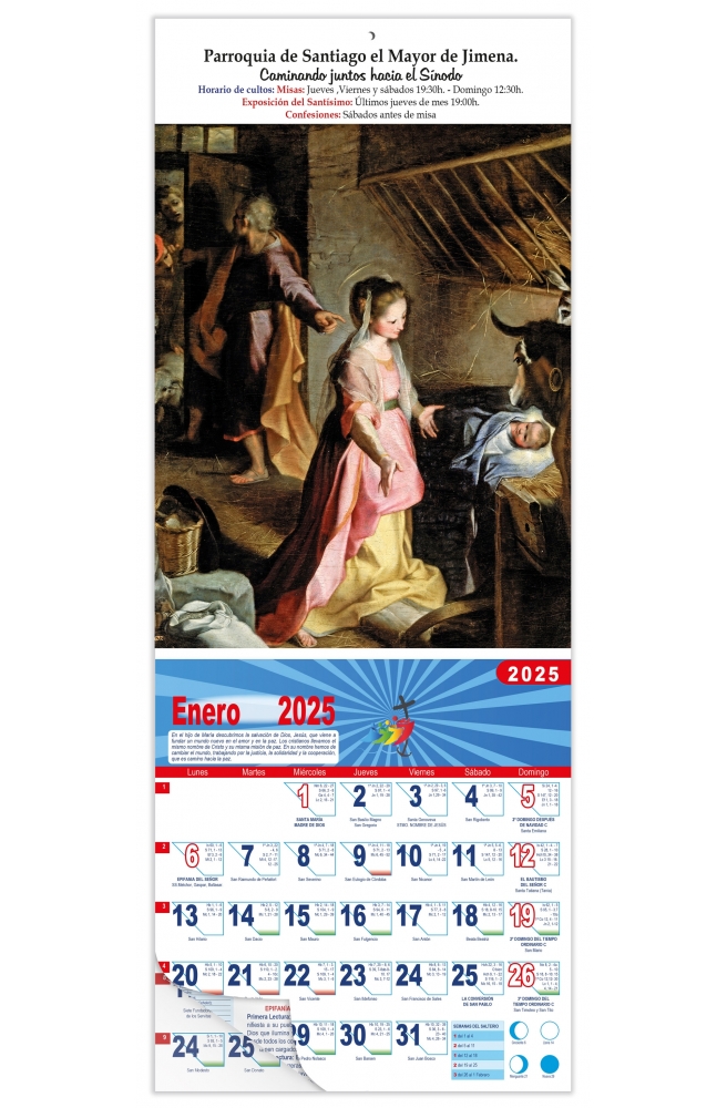 Calendario vertical de pared "El Nacimiento" (Federico Barocci)