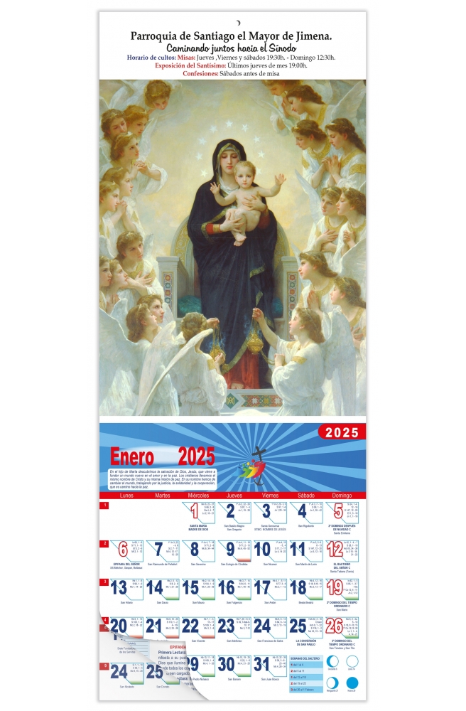 Calendario vertical de pared "Coro de Ángeles" (Bouguereau)