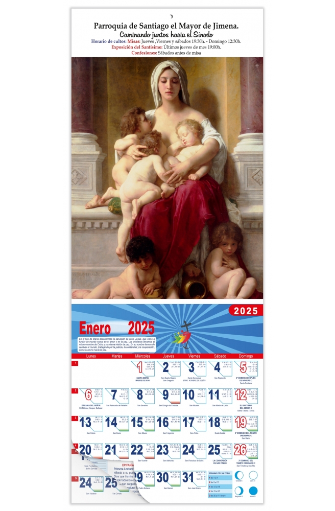 Calendario vertical de pared "Madonna" (Bouguereau)