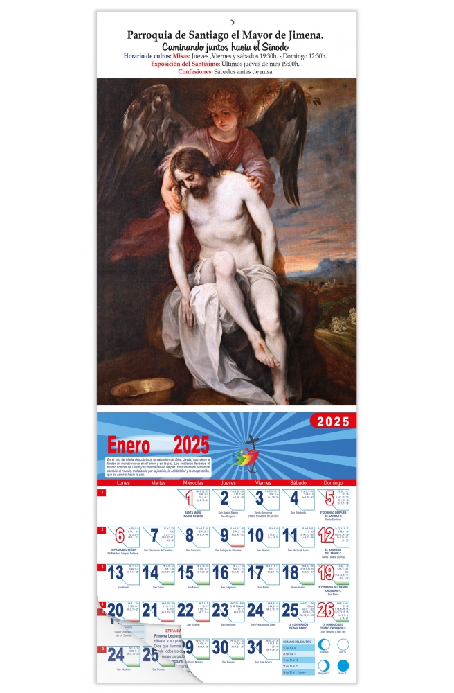 Calendario vertical de pared "Cristo abrazado por un ángel" (Alonso Cano)