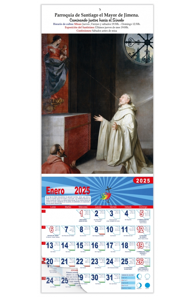 Calendario vertical de pared "San Bernardo y la Virgen" (Alonso Cano)