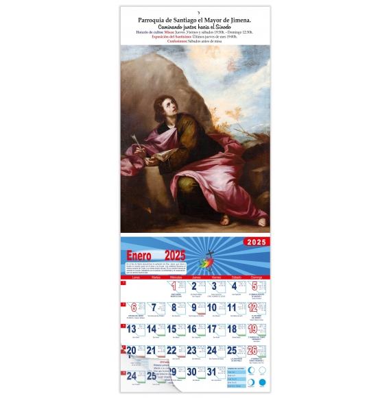 Calendario vertical de pared "San Juan Evangelista en Patmos" (Alonso Cano)