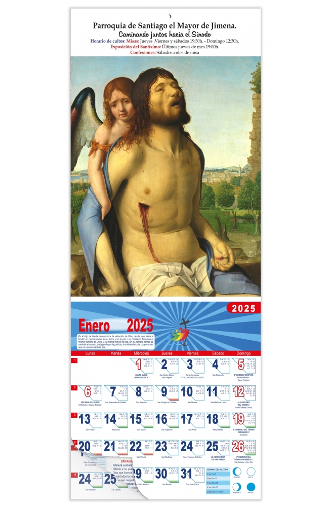 Calendario vertical de pared "Cristo sostenido por un ángel" (Antonello da Messina)