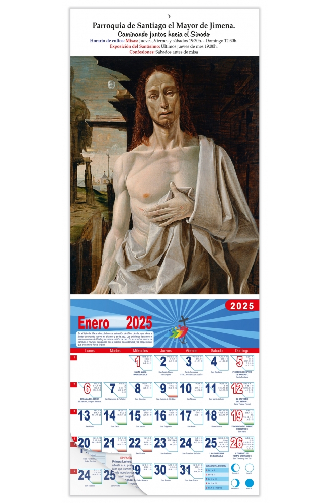 Calendario vertical de pared "Cristo Resucitado" (Bramantino)