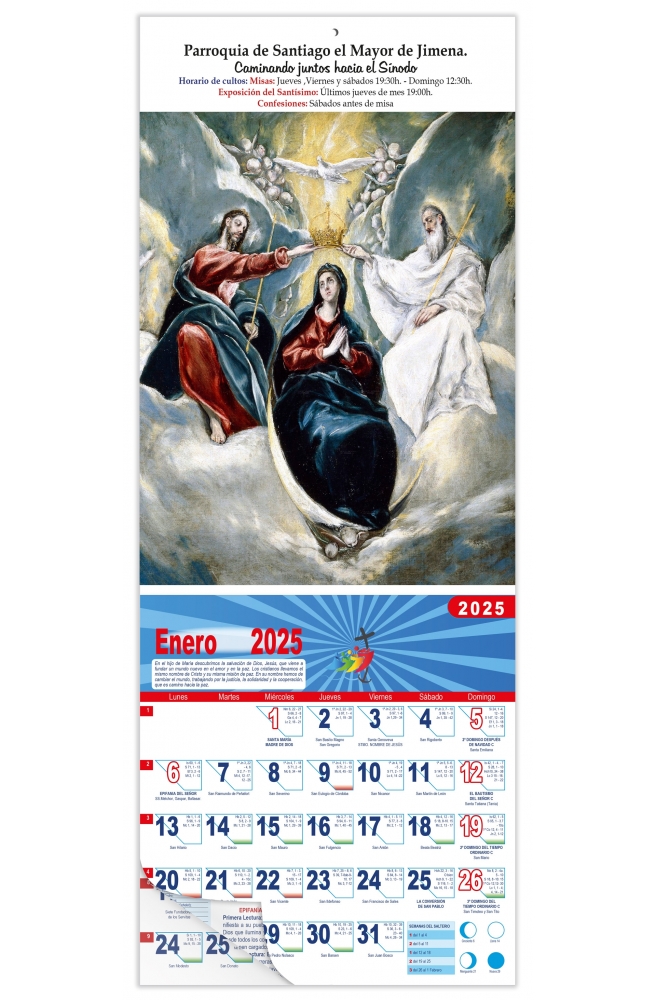 Calendario vertical de pared "La coronación de la Virgen" (El Greco)