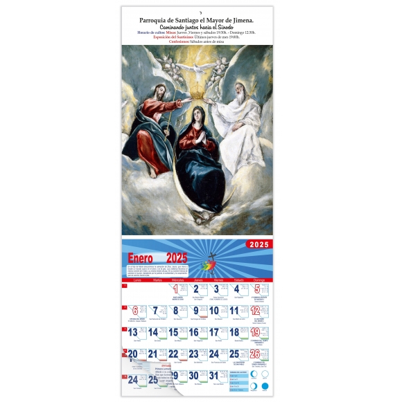 Calendario vertical de pared "La coronación de la Virgen" (El Greco)