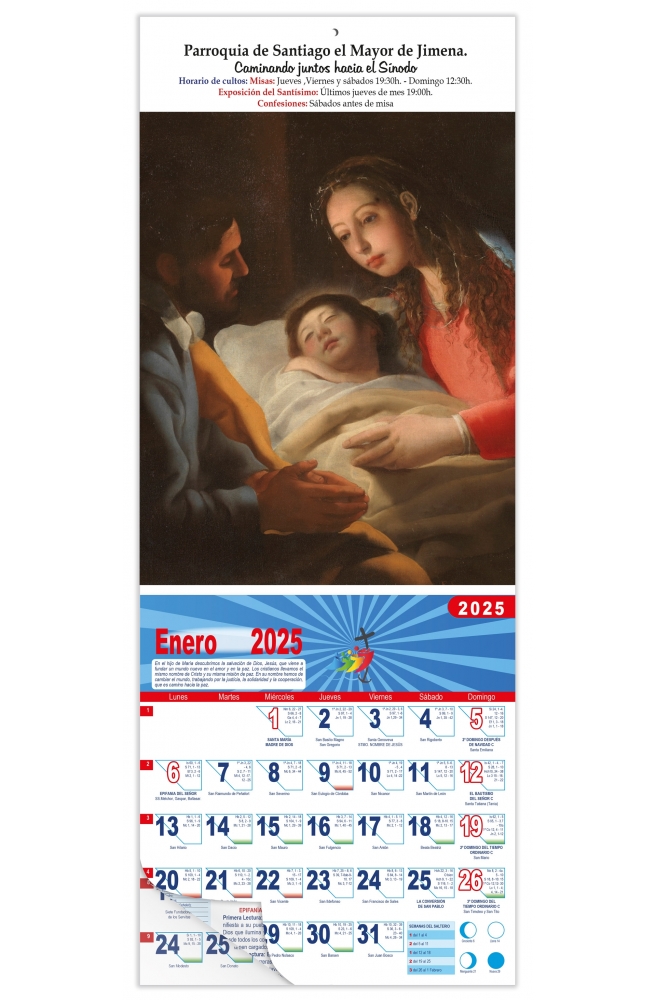 Calendario vertical de pared "La Natividad" (Eugenio Cajés)