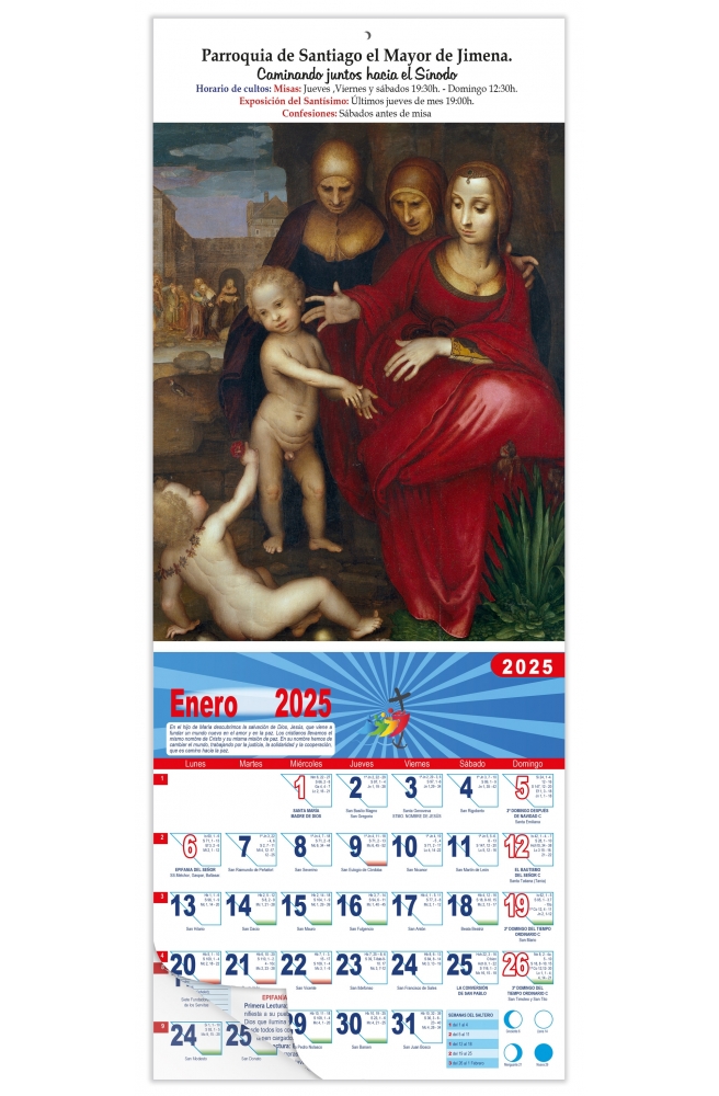 Calendario vertical de pared "Virgen con el Niño" (Fernando Yañez)