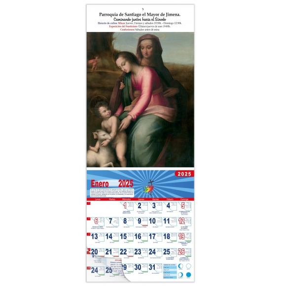 Calendario vertical de pared "La Virgen con Niño y Santa Ana" (Da Vinci)