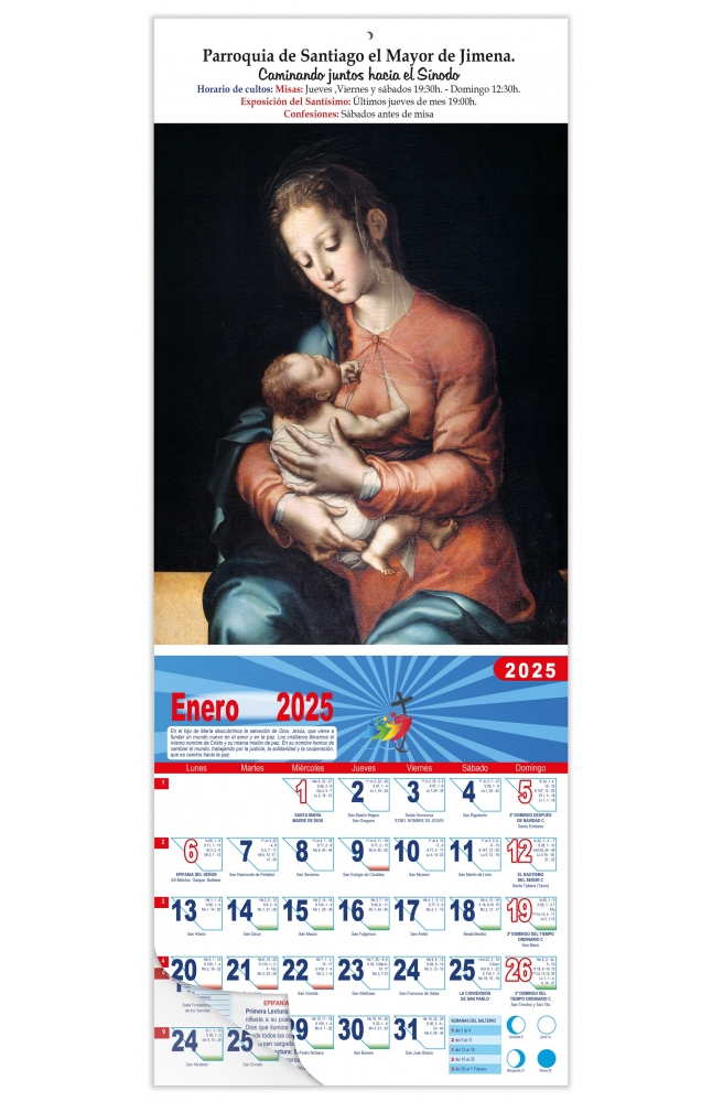 Calendario vertical de pared "Virgen de la Leche" (Luis de Morales)