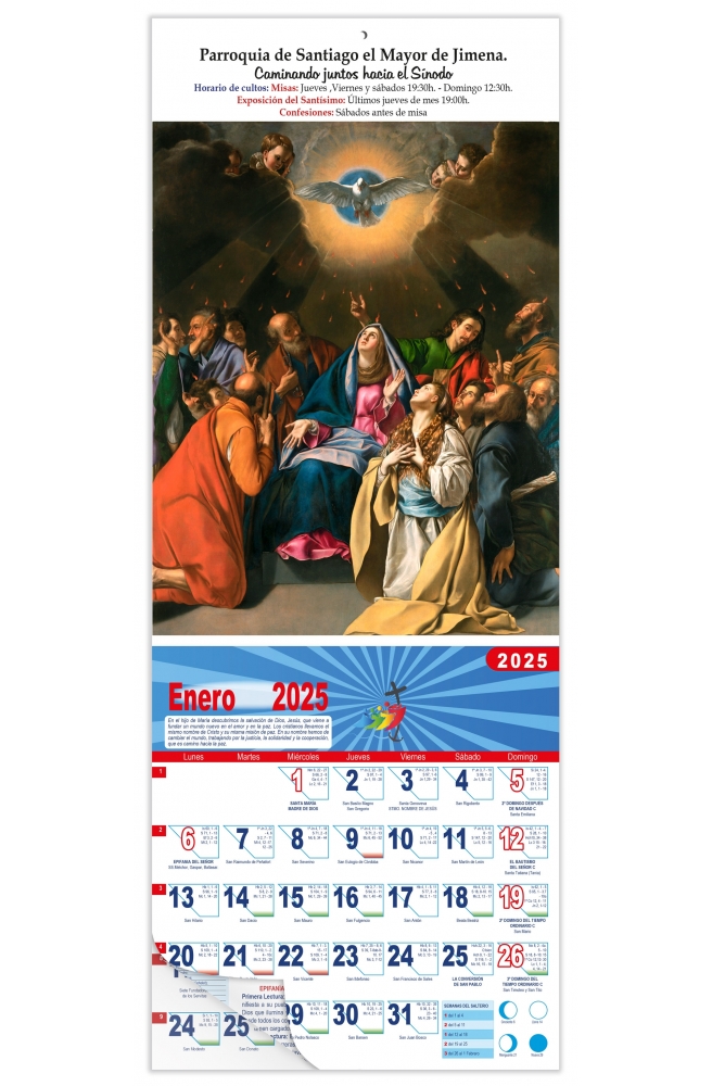 Calendario vertical de pared "Pentecostés" (Maíno)