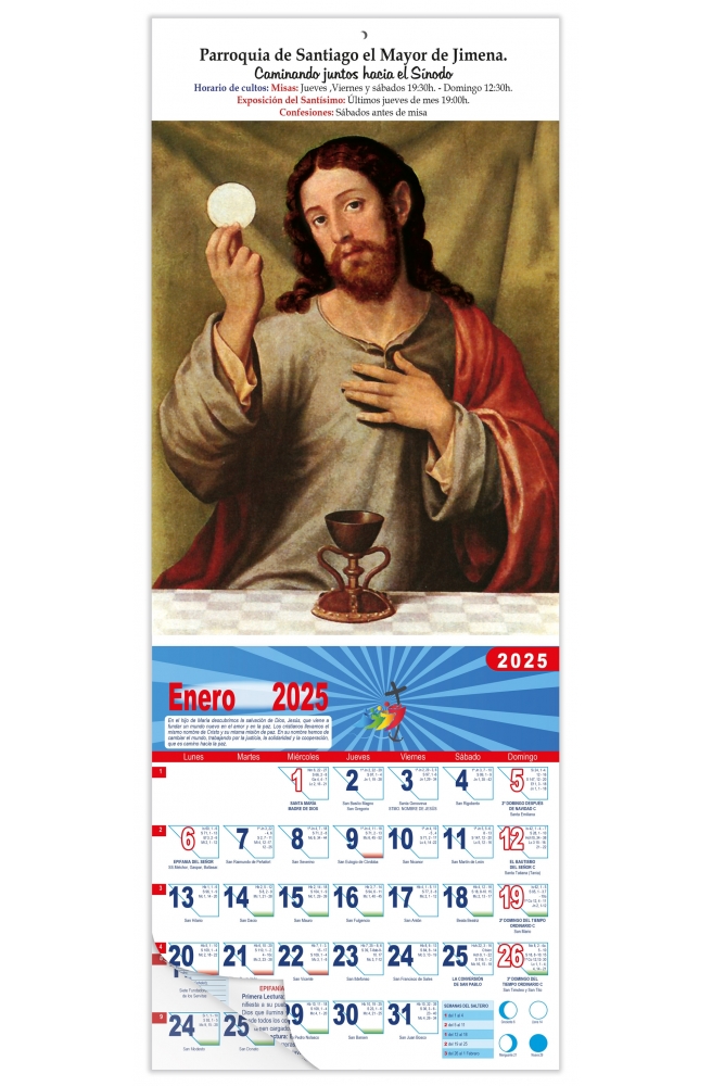 Calendario vertical de pared "Cáliz de Cristo" (Juan de Juanes)