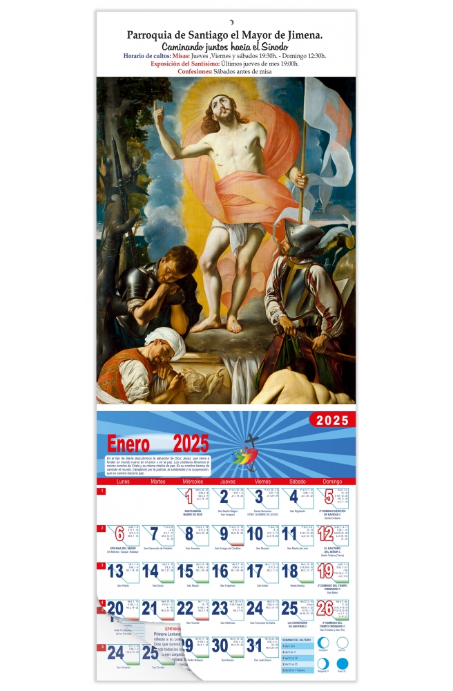 Calendario vertical de pared "Resurrección de Cristo" (Maíno)