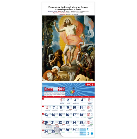 Calendario vertical de pared "Resurrección de Cristo" (Maíno)