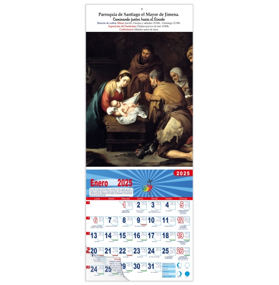 Calendario vertical de pared "Adoración de los pastores" (Murillo)