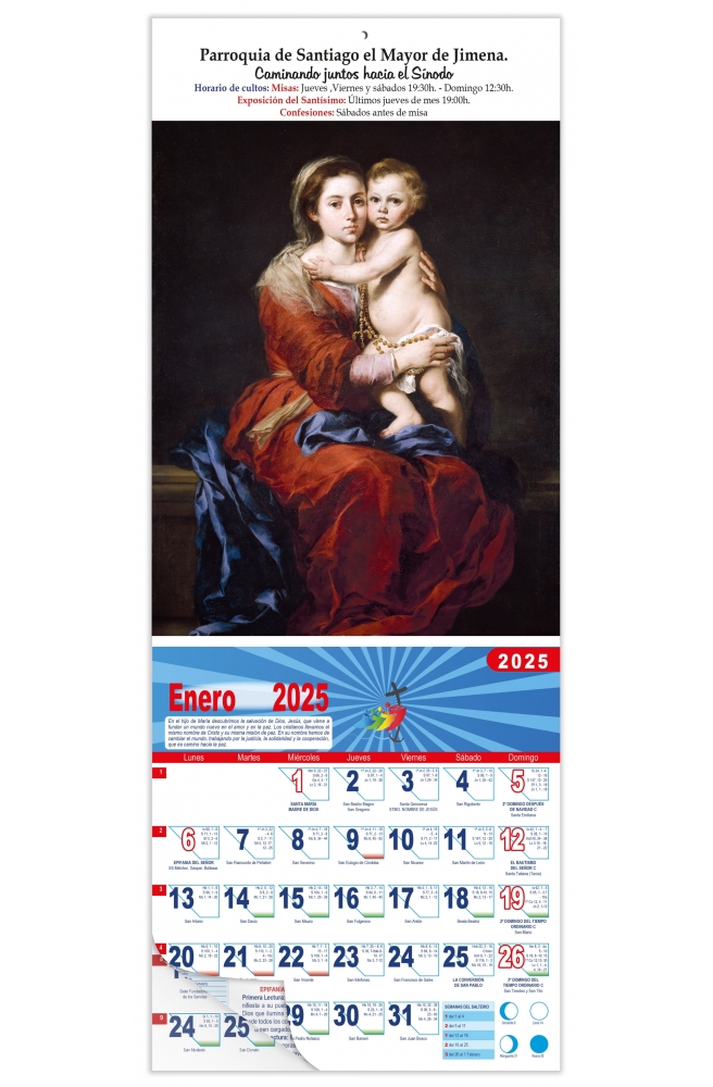 Calendario vertical de pared "Adoración de los pastores" (Murillo)