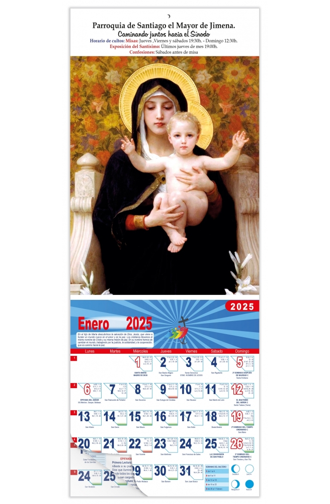 Calendario vertical de pared "Virgen de Lys" (Bouguerau)