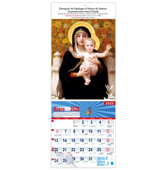 Calendario vertical de pared "Virgen de Lys" (Bouguerau)