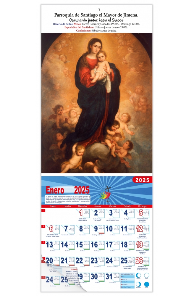 Calendario vertical de pared "Virgen con el Niño" (Murillo)