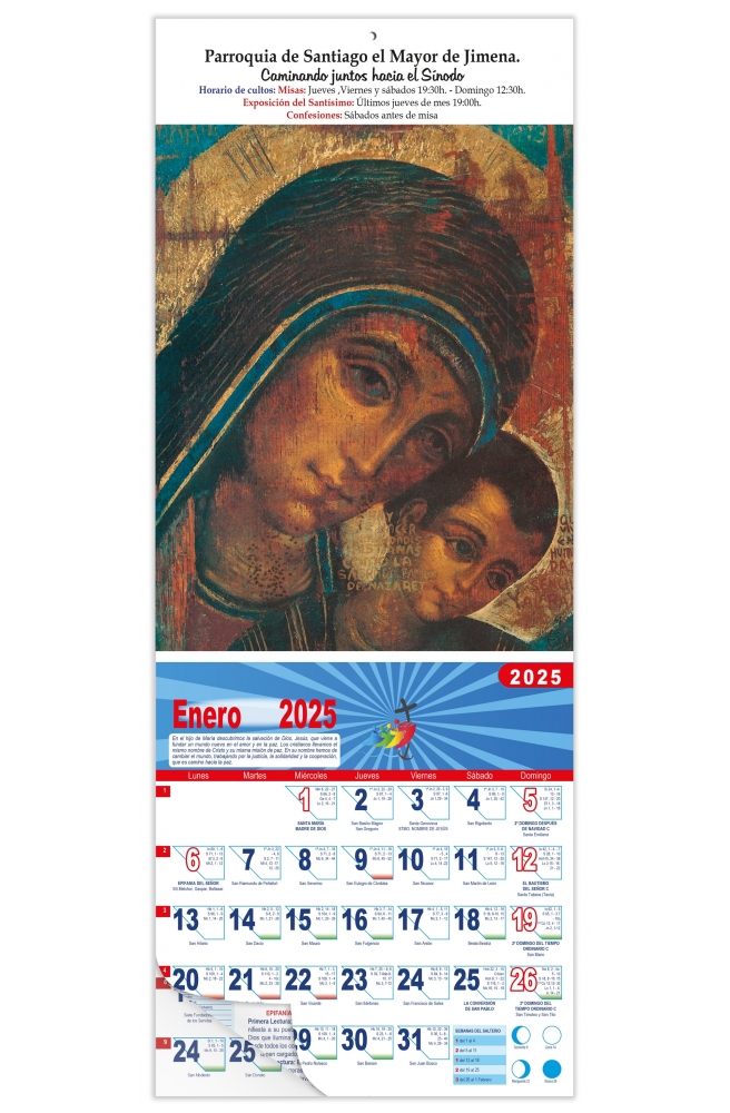 Calendario vertical de pared "Virgen del Camino"